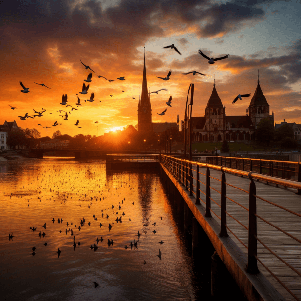 Romantische Sonnenuntergangsfahrt